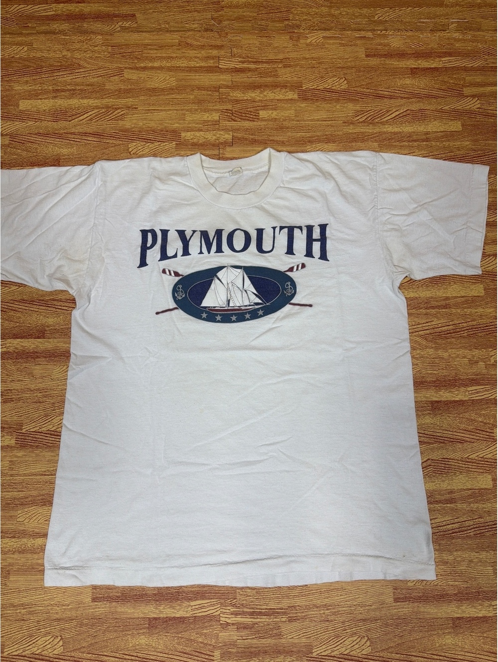Vintage Screen Stars Plymouth Sailboat Nautical T-Shirt Adult Large
